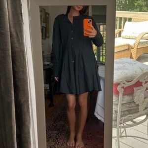 Free People Black Long Sleeve Collared Shirt Dress